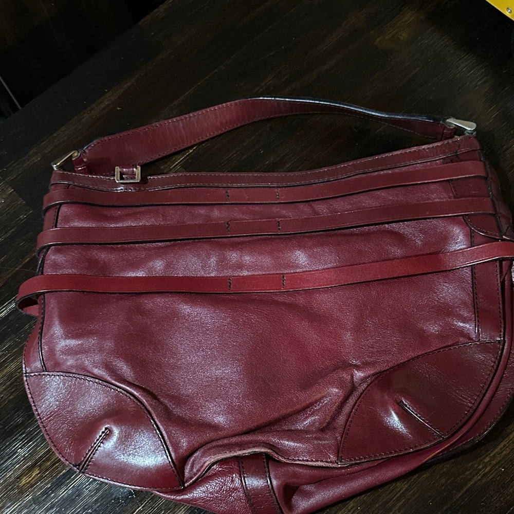 Burberry Deep Red Leather Shoulder Bag - Picture 4 of 16